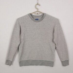 J.Crew Sweatshirt Mens Medium Gray Vintage Fleece Waffle Knit Crewneck Pullover
